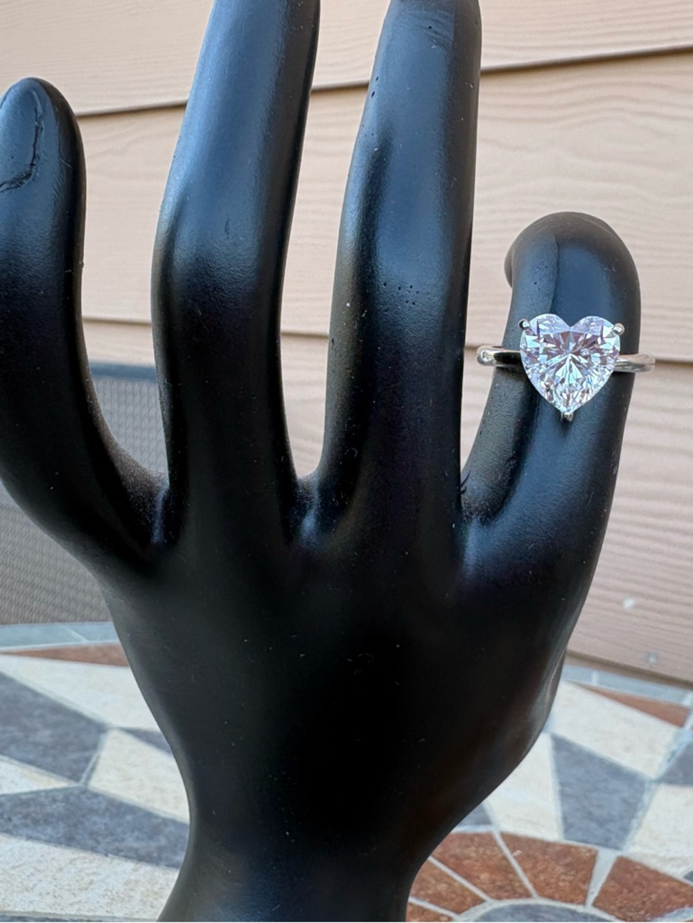 Iridescent Heart-Cut zirconium Ring in 925 Sterling Silver setting